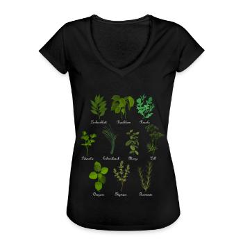 Vintage botanische Kräuter - Frauen Vintage T-Shirt - Schwarz - Vorne - Danielle (179cm)