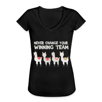 Alpaka Alpaka Alpaka Alpaka - Frauen Vintage T-Shirt - Schwarz - Vorne - Danielle (179cm)