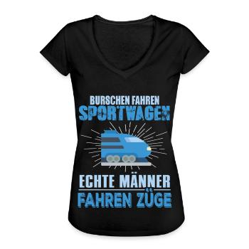 Burschen Fahren Sportwagen Echte Männer Fahren Züg - Frauen Vintage T-Shirt - Schwarz - Vorne - Danielle (179cm)