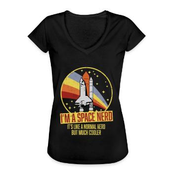 Lustiges Space Shuttle Retro Astronomen Space Nerd - Frauen Vintage T-Shirt - Schwarz - Vorne - Danielle (179cm)