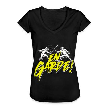 Fencing saying fencing mask duel saber sport fight - Women's Vintage T-Shirt - black - Front - Danielle (179cm)