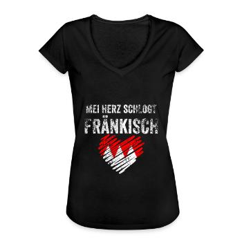 Fränkisches Wappen Franke Fränkisch Oberfranken Lu - Frauen Vintage T-Shirt - Schwarz - Vorne - Danielle (179cm)