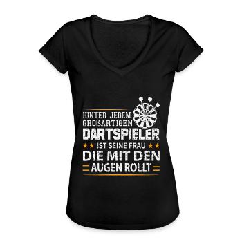 Dart Darts Bullseye Dartspieler Dartboard Geschenk - Frauen Vintage T-Shirt - Schwarz - Vorne