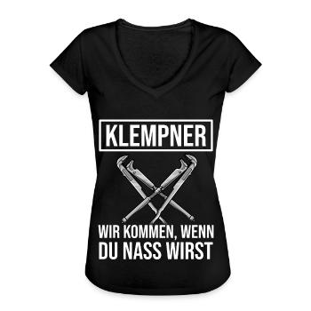 Klempner - Frauen Vintage T-Shirt - Schwarz - Vorne
