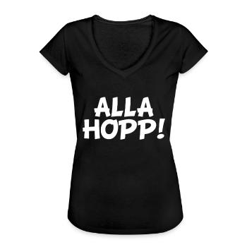 ALLA HOPP! Rheinland Pfalz - Pfalz Spruch Geschenk - Frauen Vintage T-Shirt - Schwarz - Vorne - Danielle (179cm)