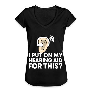 Gehörlose Taubstumm Deaf Geschenk - Frauen Vintage T-Shirt - Schwarz - Vorne