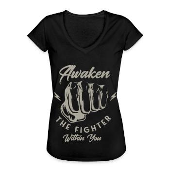 Kickboxing Kickboxer Boxing Martial Art - Women's Vintage T-Shirt - black - Front - Danielle (179cm)