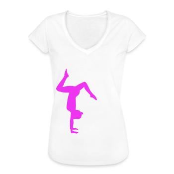 Handstand Turnen Spruch - Frauen Vintage T-Shirt - Schwarz - Vorne - Danielle (179cm)