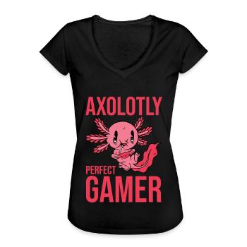 Axolotl Parfait joueur vidéo Axolotl Gaming Fish - T-shirt vintage Femme - noir - Devant - Danielle (179cm)