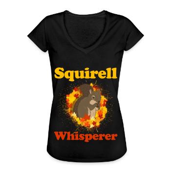 Écureuil animal rongeur à rayures d’écureuils noix - T-shirt vintage Femme - noir - Devant - Danielle (179cm)
