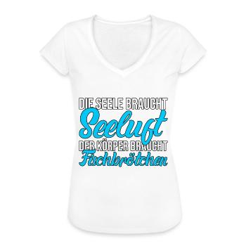 Fischbrötchen Seeluft See Meer Ostsee Nordsee - Frauen Vintage T-Shirt - Schwarz - Vorne