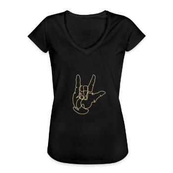 I love you Gebärdensprache - Frauen Vintage T-Shirt - Schwarz - Vorne - Danielle (179cm)