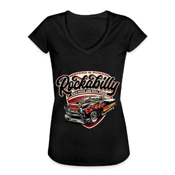 Rockabilly Hotrod Speed Flammen - neg - Frauen Vintage T-Shirt - Schwarz - Vorne - Danielle (179cm)