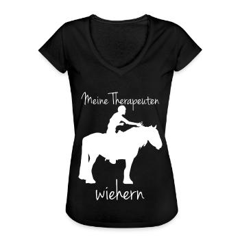 Irish Tinker Pferde Therapie Reiten - Frauen Vintage T-Shirt - Schwarz - Vorne - Danielle (179cm)
