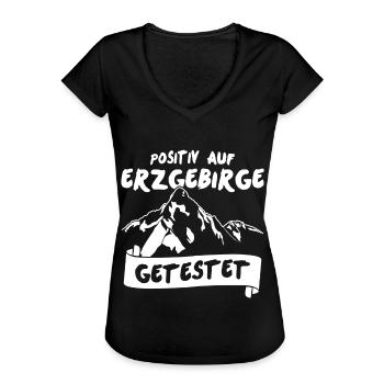 Erzgebirge Positiv getestet Erzgebirger - Frauen Vintage T-Shirt - Schwarz - Vorne - Danielle (179cm)
