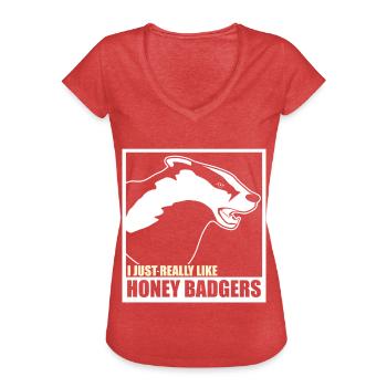 Honigdachs I like Badgers Honig Dachs - Frauen Vintage T-Shirt - Rot meliert - Vorne - Danielle (179cm)