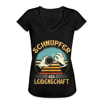 Schnupftabak Schnupfer Schnupfen Priiis - Frauen Vintage T-Shirt - Schwarz - Vorne - Danielle (179cm)