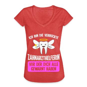 Zahnarzthelferin Assistentin ZFA - Frauen Vintage T-Shirt - Rot meliert - Vorne - Danielle (179cm)
