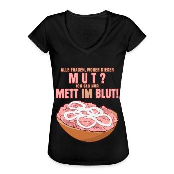 Mettbrötchen Mettfleisch Hack Mett - Frauen Vintage T-Shirt - Schwarz - Vorne