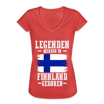 Finnland Finne Finnisches - Frauen Vintage T-Shirt - Rot meliert - Vorne - Danielle (179cm)