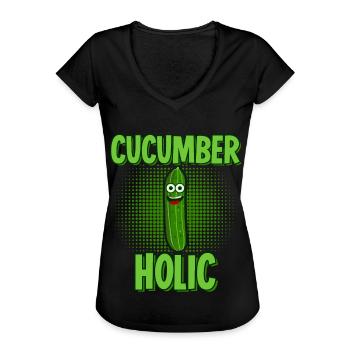 Gurke Gemüse Gärtner Saure Gurken - Frauen Vintage T-Shirt - Schwarz - Vorne - Danielle (179cm)
