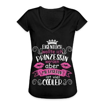 Fleischerin Frauen Metzgerei Prinzessin - Frauen Vintage T-Shirt - Schwarz - Vorne - Danielle (179cm)