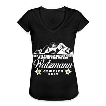 Watzmann Wandern Bergsteigen - Frauen Vintage T-Shirt - Schwarz - Vorne