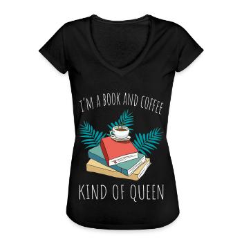 Kaffeezeit und Lesezeit - Buch Coffee - Frauen Vintage T-Shirt - Schwarz - Vorne - Danielle (179cm)