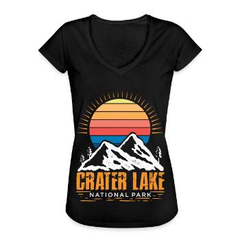 Parc national de Crater Lake Mountain Souvenir Randonnée Nat - T-shirt vintage Femme - noir - Devant - Danielle (179cm)