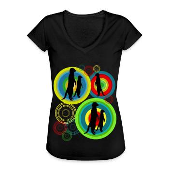 Meerkat Pictures Rétro Suricates - T-shirt vintage Femme - noir - Devant - Danielle (179cm)