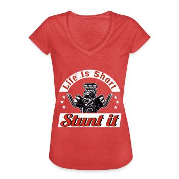 Muscel Car V8 Turbocompresseur Tuning Voiture de course - T-shirt vintage Femme - rouge chiné - Devant - Danielle (179cm)