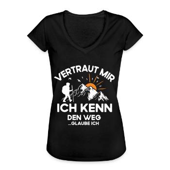 Wandern Vertrau mir ich kenne den Weg - Frauen Vintage T-Shirt - Schwarz - Vorne