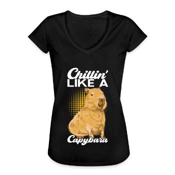 Capybara Wasserschwein - Frauen Vintage T-Shirt - Schwarz - Vorne