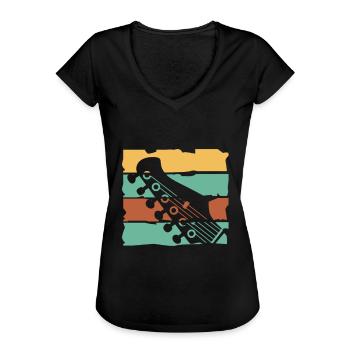 Guitare électrique Guitariste Guitare acoustique Musicien - T-shirt vintage Femme - noir - Devant - Danielle (179cm)