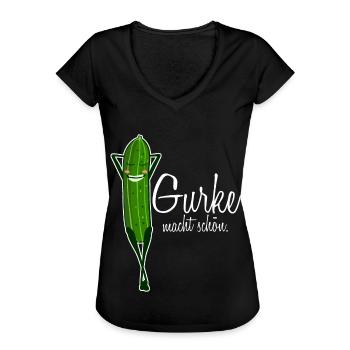Gurke Gurken - Frauen Vintage T-Shirt - Schwarz - Vorne