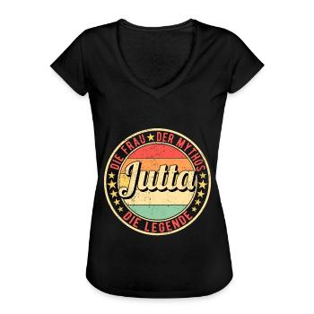 Jutta Die Frau Der Mythos Die Legende - Frauen Vintage T-Shirt - Schwarz - Vorne