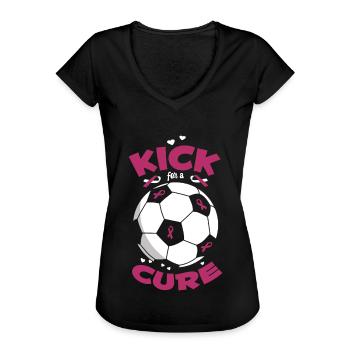 Kick for a Cure Joueur de soccer contre le cancer du sein - T-shirt vintage Femme - noir - Devant - Danielle (179cm)