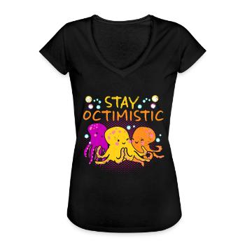 Tintenfisch Krake Oktopus Meer Tentakel Kraken - Frauen Vintage T-Shirt - Schwarz - Vorne - Danielle (179cm)