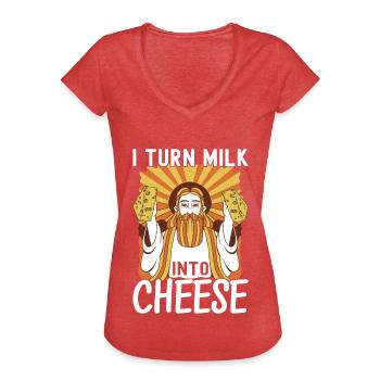 Amateurs de fromage Gouda - T-shirt vintage Femme - rouge chiné - Devant - Danielle (179cm)