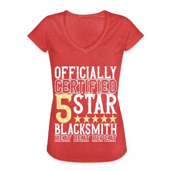 Schmied Schmieden Amboss - Frauen Vintage T-Shirt - Rot meliert - Vorne - Danielle (179cm)