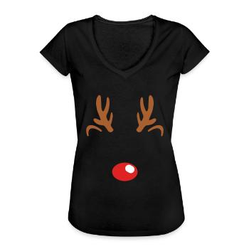 Rentier Umriss - Frauen Vintage T-Shirt - Schwarz - Vorne - Danielle (179cm)