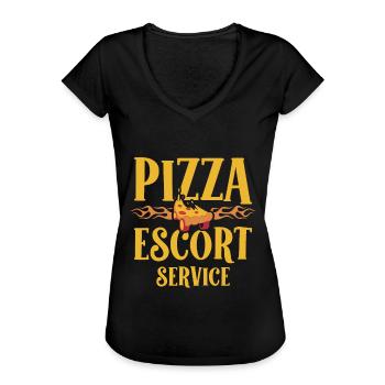 Service d’escorte de pizza Livreur Livraison de nourriture - T-shirt vintage Femme - noir - Devant - Danielle (179cm)