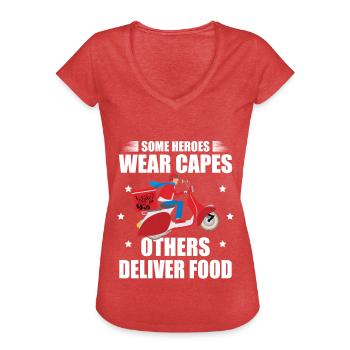 Einige Helden Tragen Umhänge, Andere Liefern - Frauen Vintage T-Shirt - Rot meliert - Vorne - Danielle (179cm)