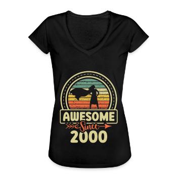 Awesome Since 2000 Decade 2000 Vintage Era - Women's Vintage T-Shirt - black - Front - Danielle (179cm)