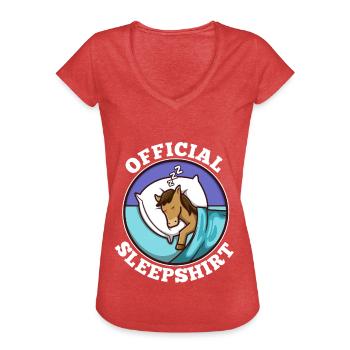 Chemise de nuit officielle Cheval - T-shirt vintage Femme - rouge chiné - Devant - Danielle (179cm)