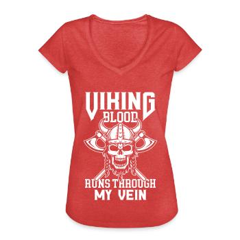 Wikinger Blut Krieger Axt Walhalla Warriors Mythol - Frauen Vintage T-Shirt - Rot meliert - Vorne - Danielle (179cm)