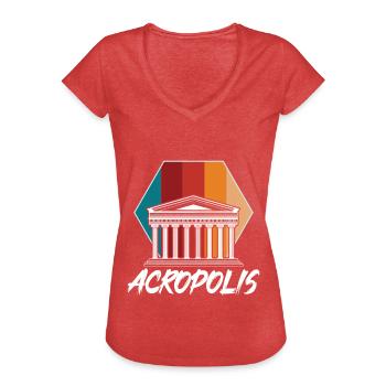 Grèce Acropole Antique Athènes grecque Par - T-shirt vintage Femme - rouge chiné - Devant - Danielle (179cm)