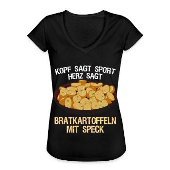 Bratkartoffeln Kartoffeln - Frauen Vintage T-Shirt - Schwarz - Vorne - Danielle (179cm)
