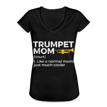 Trompette Musicien Cuivres - T-shirt vintage Femme - noir - Devant - Danielle (179cm)