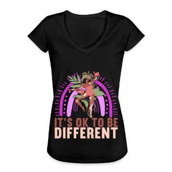 Journée mondiale du vitiligo - T-shirt vintage Femme - noir - Devant - Danielle (179cm)